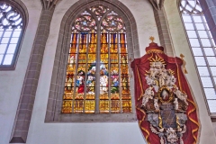Glasfenster "Jesus im Tempel"